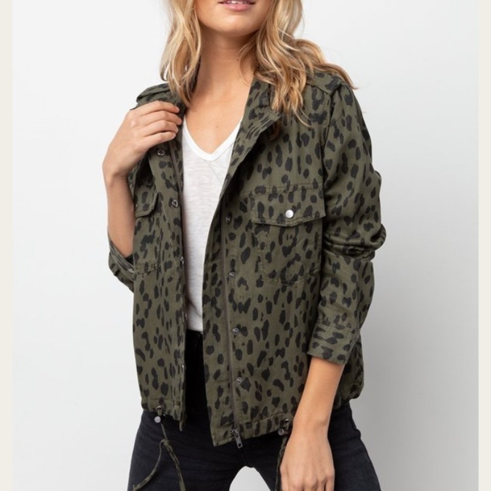 Rails Collins Green Leopard Tencel Lightweight Military Jacket Green Size XS NEW - Picture 2 of 12